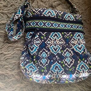 Vera Bradley Blue and Green Patterned Crossbody Bag & Matching Wallet